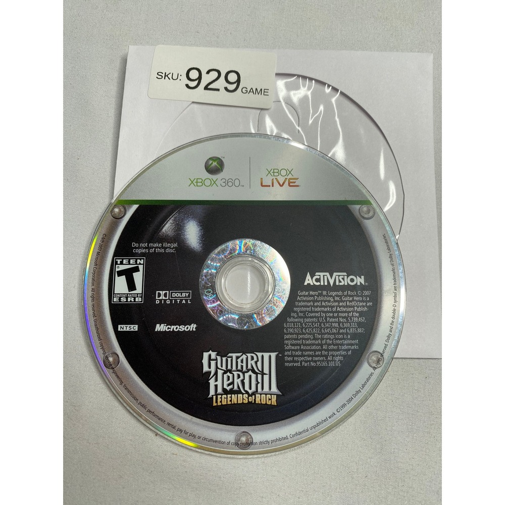 Guitar Hero III Legends of Rock Microsoft Xbox 360